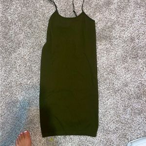 Tight Dark Green Bodycon Spaghetti Strap Mine Dress
